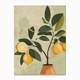 Lemon Tree Minimal Japandi Illustration 3 Canvas Print