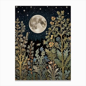 Moonlight In The Woods Style William Morris Art Print 13 Canvas Print