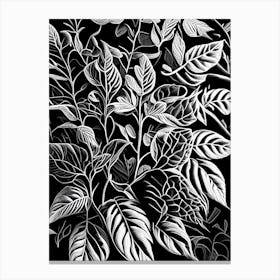 Marjoram Leaf Linocut 1 Canvas Print