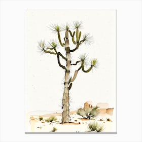 Joshua Trees In Desert Minimilist Watercolour  (2) Canvas Print