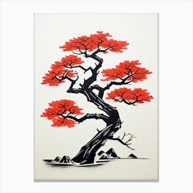 Bonsai Tree 2 Retro Poster Canvas Print