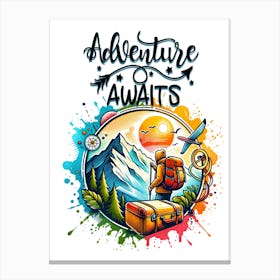 Adventure Awaits - Man Hiking Canvas Print