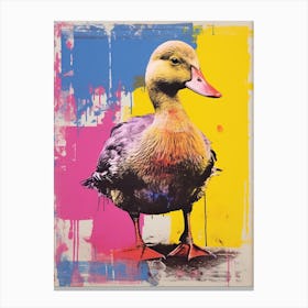 Duck Screen Print Pop Art Inspired 2 Canvas Print