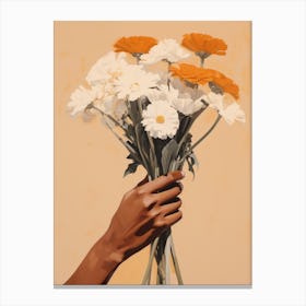 Hand Holding A Bouquet Of Flowers Canvas Print