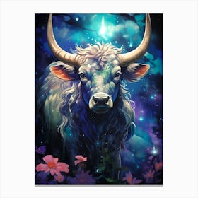 Bull In The Night Sky Canvas Print