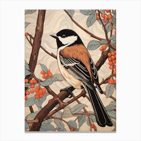 Art Nouveau Birds Poster Carolina Chickadee 3 Canvas Print