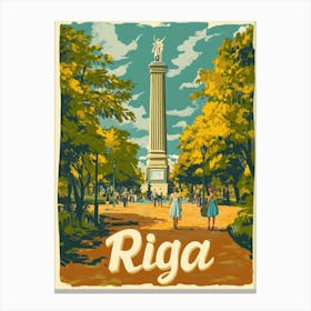 Aihrgdesign A Retro Travel Poster For Riga 4 Canvas Print