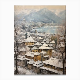 Vintage Winter Painting Salzburg Austria 2 Canvas Print