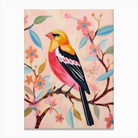 Pink Scandi American Goldfinch 4 Canvas Print