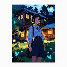 Anime Girl In Front Of A House Canvas Print