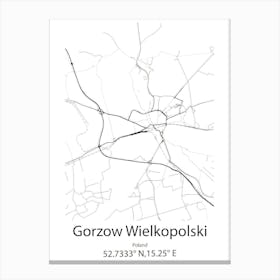 Gorzow Wielkopolski,Poland Minimalist Map Canvas Print