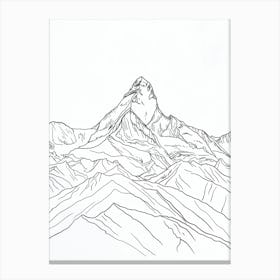 Annapurna Nepal Line Drawing 5 Canvas Print
