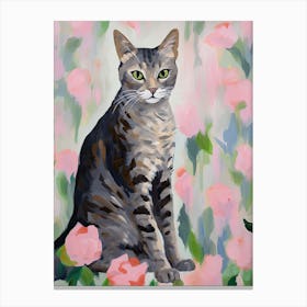 A Egyptian Mau Cat Painting, Impressionist Painting 4 Canvas Print
