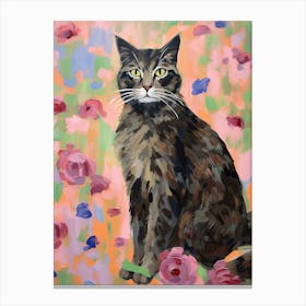 A Maine Coon Cat Painting, Impressionist Painting 3 Canvas Print