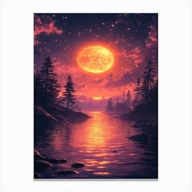 Moon Over The Water 3 Canvas Print