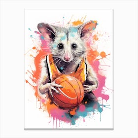  A Possum In Basketball Kit Vibrant Paint Splash 1 Canvas Print