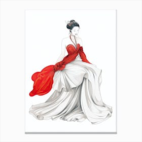 Chinese Woman, lineart 1 Canvas Print