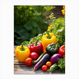 Assorted Vegetables Straight From The Garden Rich In Color And Variety Including Vibrant Red Tomat (4) Canvas Print