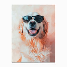 Golden Retriever In Sunglasses.Generated AI. Art Print Canvas Print