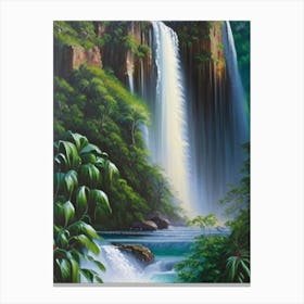 Manawaiopuna Falls, United States Peaceful Oil Art  Canvas Print