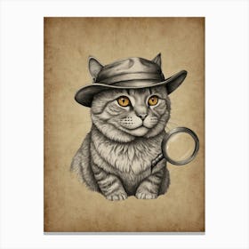 Cat With Magnifying Glass Canvas Print