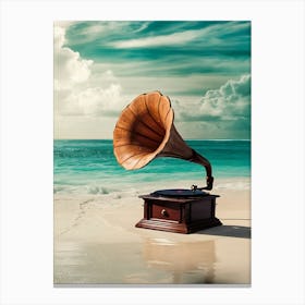 Gramophone On The Beach Canvas Print