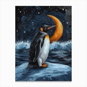 Adlie Penguin Half Moon Island Oil Painting 4 Canvas Print