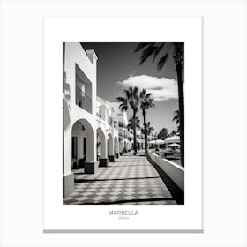 Poster Of Marbella, Spain, Black And White Analogue Photography 3 Canvas Print