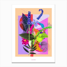 Lavender 3 Neon Flower Collage Poster Canvas Print