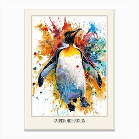 Emperor Penguin Colourful Watercolour 4 Poster Canvas Print