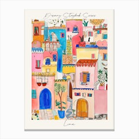 Poster Of Lima, Dreamy Storybook Illustration 1 Canvas Print
