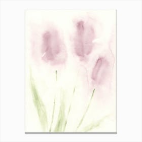 watercolor tulip tulips flower floral light pink purple mint green painting hand painted Canvas Print