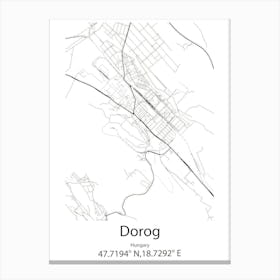 Dorog,Hungary Minimalist Map Canvas Print