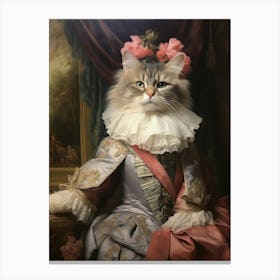 Cat In Medieval Robes Rococo Style  5 Canvas Print