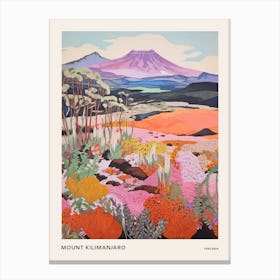 Mount Kilimanjaro Tanzania 2 Colourful Mountain Illustration Poster Canvas Print