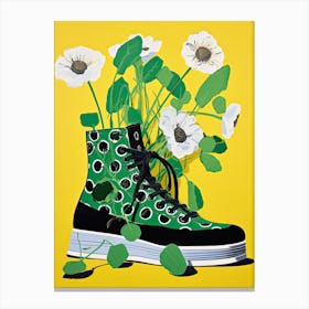 Blossom on the Move: Sneakers Adorned with Flowers Canvas Print