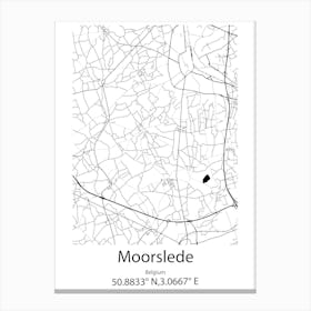 Moorslede,Belgium Minimalist Map Canvas Print