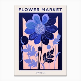 Blue Flower Market Poster Dahlia 1 Canvas Print