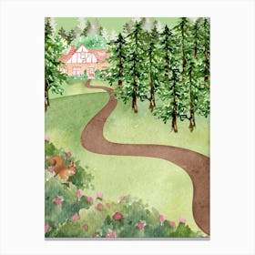 Path Through The Woods Garden Illustration Canvas Print