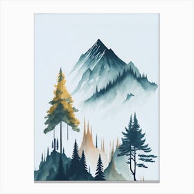 Mountain And Forest In Minimalist Watercolor Vertical Composition 198 Canvas Print