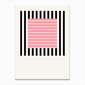 Stripes Pattern Poster Black & Pink Canvas Print