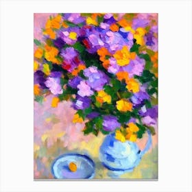 Lavender Floral Abstract Block Colour 1 Flower Canvas Print