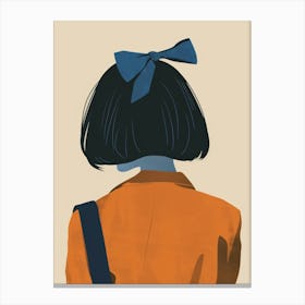 Girl With Blue Bow Canvas Print