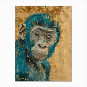 Baby Gorilla Gold Effect Collage 4 Canvas Print