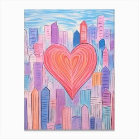 Heart Doodle Skyline 3 Canvas Print