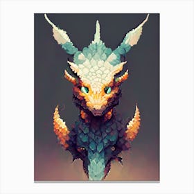 Dragon Head Pixel Art Fire Canvas Print