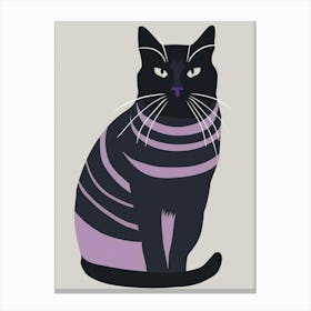 Black Cat With Purple Stripes Canvas Print