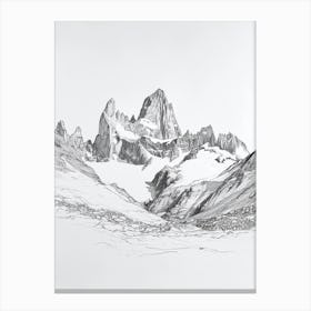 Cerro Fitz Roy Argentina Line Drawing 4 Canvas Print