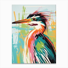 Andy Warhol Style Bird Green Heron 4 Canvas Print