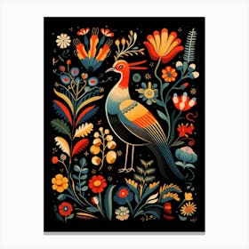 Folk Bird Illustration Lapwing 2 Canvas Print